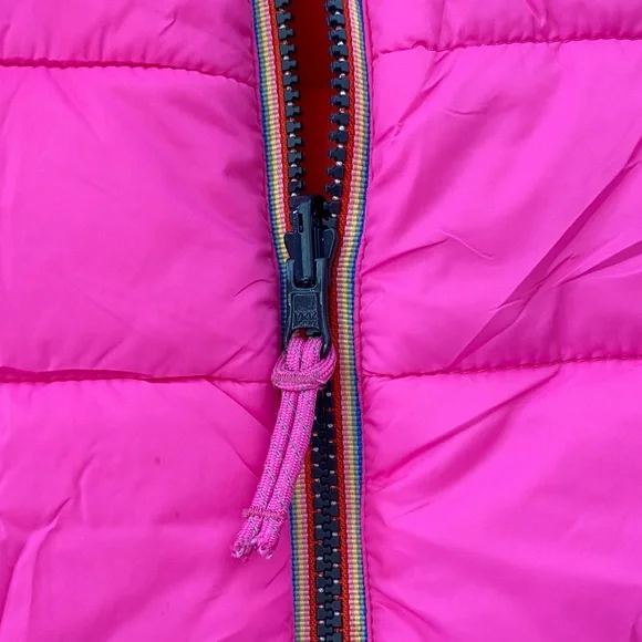 Boden Reversible Orange and Pink Puffer Vest size 4 removable hood New! - Picture 7 of 10
